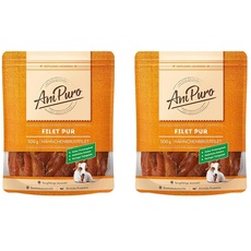 AniPuro Filet PUR, Leckerlis aus Hähnchenbrustfilet, hochwertig und getreidefrei, Snack mit hohem Protein-Gehalt, für große und kleine Hunde, 500g (Packung mit 2)