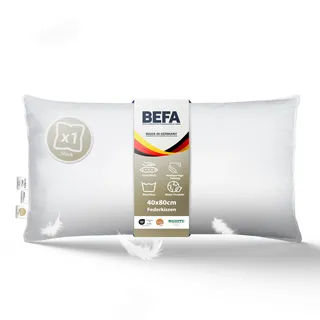 BEFA NATUR Federkissen 40x80 cm | Kopfkissen 100% Federn | 750g Füllgewicht | Allergiker geeignet (NOMITE) | Tierwohl Zertifiziert (DOWNPASS) | Oeko-TEX Klasse 1 | Made in Germany