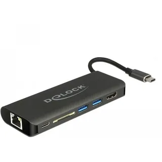 DeLock Dockingstation USB-C HDMI 4K 30Hz/Gigabit LAN/USB PD - Grey