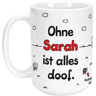 Sheepworld »Ohne ... ist alles doof.« XL-Tasse mit Wunschnamen, personalisiert (weiß) | Keramik, 42,7 cl, Jumbo-Tasse mit Namen | Geschenk personalisiert | L1434