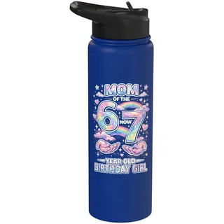 Mom 67 Meme Birthday 7 Years Old Aquarell Pastell Regenbogen Stainless Steel Insulated Water Bottle