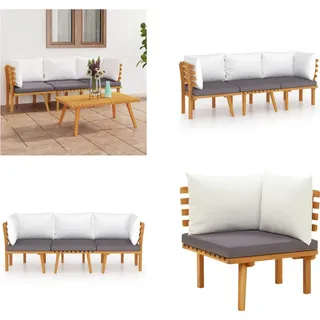 vidaXL 3 tlg. Garten Lounge Set mit Kissen Massivholz Akazie - Garten Lounge Set - Garten Lounge Sets - Holz Gartensofa - Gartensofa - Braun