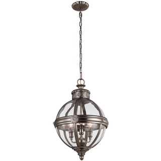 Elstead Lighting Hängeleuchte , Nickelfarben , Metall, Glas , 71.1 cm , Grüner Punkt, RoHS , Lampen & Leuchten, Innenbeleuchtung, Hängeleuchten, Pendelleuchten