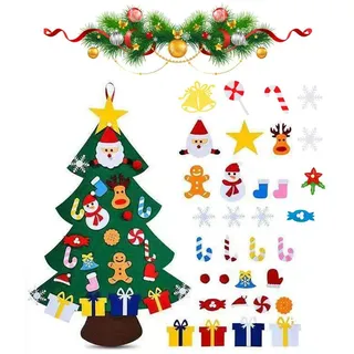 Viilich Filz Weihnachtsbaum, DIY Filz Weihnachtsbaum für Kinder Kleinkinder mit 33PCS abnehmbare Ornamente 100cm Weihnachtsbäume, Haustür Wand Weihnachten Dekorationen