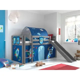Vipack Hochbett Pino 218 x 210 x 214 cm Kiefer massiv grau