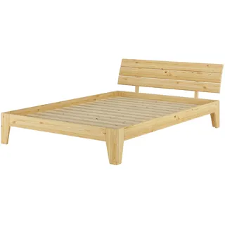 Erst-Holz Doppelbett Überlänge 160x220 Futonbett Massivholz Kieferbett Natur mit Rollrost 60.62-16-220