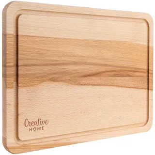 Creative Home Schneidebrett Holz | 30,5 x 22,5 x 1,5 cm (+- 1 cm) | Holzschneidebrett mit Saftrille | Umkehrbar Schneidbrett | Holzbrett Küche Ideal für Brot, Fleisch, Gemüse, Käse & Schinken