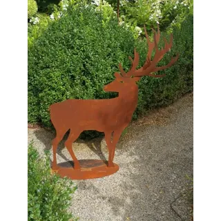 Edelrost Hirsch mit Doppelgeweih