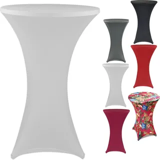 heimtexland ® Stehtischhusse Event Deko Stretch Husse Stehtisch Bistrotisch Party Dekoration Hochzeit Tischdeko  Typ843 Weiß 70 cm - Weiß
