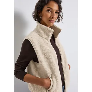 STREET ONE Fellweste Teddy Weste mit Strickdetail, beige