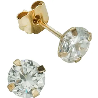 Paar Ohrstecker FIRETTI "Schmuck Geschenk Gold 333 Ohrschmuck glänzender Klassiker" Gr. 5, gold (gelbgoldfarben, weiß, kristallweiß), Ohrringe, Damen, 5, Gelbgold 333, Paar Ohrstecker, mit Zirkonia (synth.)