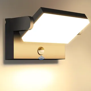 ledmo 60W Außenlampe mit Bewegungsmelder Aussen Wandleuchten mit 360° Schwenkbar LED Panel 3000K Warmweiß Außenwandleuchte Wasserdicht IP65 Schwarz