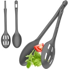 Hausfelder Salatbesteck grau zweiteilig, Salatbesteck und Salatzange Kunststof (Grau)