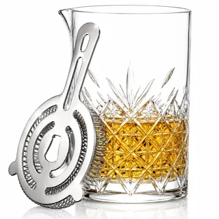 Cocktailkrug mit Hawthorne Sieb Silber | Cocktail-Rührglas & Sieb | Cocktailmischkrug, Krug, Cocktailmischglas und silbernes Sieb