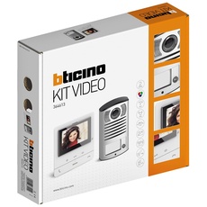 Bticino 364613 Video-Sprechanlage für ein Haus, 2 Drähte für die Wand, 1 externer Knopf mit Türklingel und Kamera + 1 Innendisplay weiß 5 Zoll in Farbe mit Freisprecheinrichtung, erweiterbar für