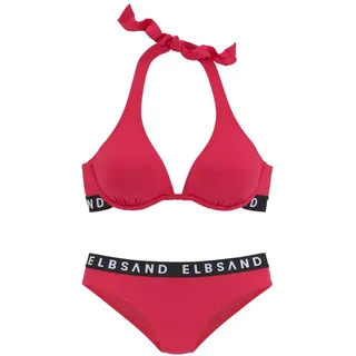ELBSAND Bügel-Bikini mit kontrastfarbenen Markenschriftzügen, rot,