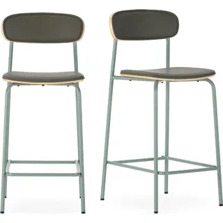CaliCosy Hocker 2er-Set Kunstleder 41 x 95 x 14 cm Grün