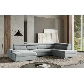 sit&more Wohnlandschaft SIT & MORE "U-Form", grau (hellgrau), B:345cm H:79cm T:213cm, 100% Polyester, Sofas, Wohnlandschaft, mit verstellbaren Kopfteilen, wahlweise mit Bettfunktion