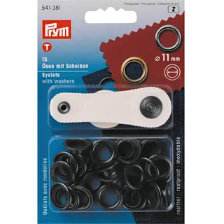 Prym 541381 Ösen und Scheiben Messing 11,0 mm brüniert