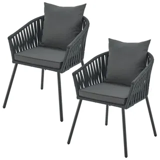 Juskys 2er Set Gartenstuhl 58 x 58 x 78 cm anthrazit