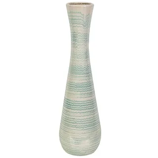 Romimex Vase, Blau, Weiß, Keramik, 17 x 59 x 17 cm