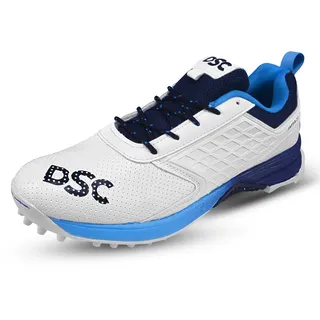 DSC Jaffa 22 Cricket Shoes | Color: White & Navy | Size: 7 UK/8 US/41 EU | for Mens & Boys | Material: Mesh | Breathable Mesh | Non-Slip Sole for Improved Durability for Stability