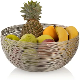 Obstschale ø 30 cm Brotkorb Obstkorb rund silber dollce Metall Drahtstruktur - Silber