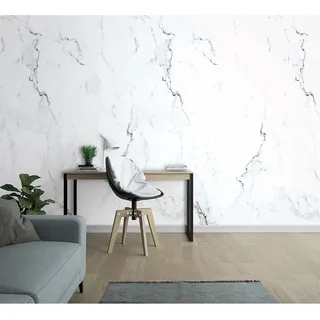 Marburg Vliestapete Marmoroptik Weiß 270 cm x 159 cm FSC®
