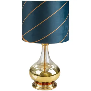 Tischlampe 61 cm Türkis Gold Tischleuchte Nachttischlampe Wohnzimmerlampe Leuchte Lampe