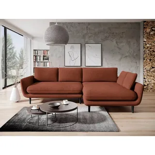 DOMO-HOME Ecksofa mit Schlaffunktion SOLANO – Elegantes Skandinavisches Ecksofa 260x167cm| Bettkasten und Holzbeinen für Komfort und Stil | Hochwertigen Materialien | Farbe rot | Rechts - Rot