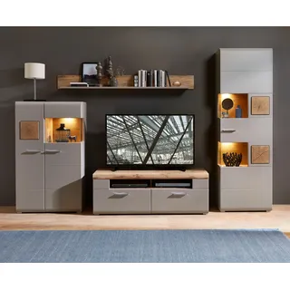 Innostyle »FUN PLUS II« Wohnwand Basalt/Eiche Altholz Grau/Braun