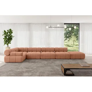 ALTDECOR Modulares Sofa Ecksofa in L-Form - Felto-L3 - 475x190x70 cm Apricot Corner modular Sofa Eckcouch Couch Wohnlandschaft Cauchsofa Polstersofa - Orange