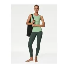 Womens Goodmove Scoop Neck Cross Back Fitted Yoga Vest Top - Pale Leaf, Pale Leaf - 18