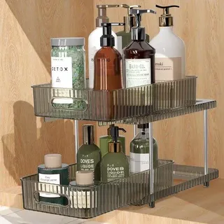 Unyqoos® Unterschrank-Organizer – schmales Küchen- & Badregal für unter der Spüle, platzsparende Schrank-Aufbewahrung mit Schubladen-Design für Reinigungsmittel - Grün