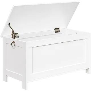 HOOBRO Truhen, Sitzbank mit Stauraum, Spielzeugtruhe mit Deckel, Schuhbank, Sitztruhe, Aufbewahrungstruhe, Robust, Sicherheitsscharniere, Schlafzimmer, Wohnzimmer, 76 cm, Weiß EWT75CW01G1