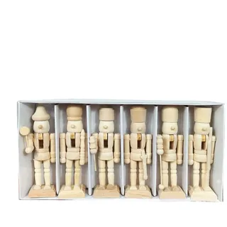 Generisch Nussknacker Figur 12cm Aus Holz Zum Selbstgestalten - 6er Set - Weihnachts Dekofigur Zum Bemalen - Weihnachtsfigur Adventsfigur Holzfigur Holzsoldat DIY Tisch Deko Austeller