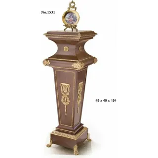 Casa Padrino Barock Säule mit Marmorbesatz 49 x 49 x H. 154 cm - Barock Möbel - Dunkelbraun, Creme, Gold