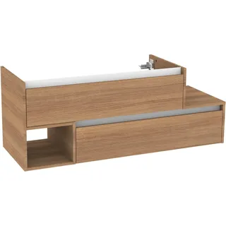Fackelmann Waschbeckenunterschrank links Vita 128,5 cm x 50 cm x 46 cm Oak/Weiß