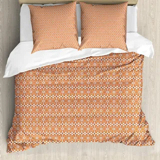 ABAKUHAUS skandinavisch Bettbezug Set für Einzelbetten, Blumen wie Volkskunst, Milbensicher Allergiker geeignet mit Kissenbezug, 155 cm x 220 cm - 80 x 80 cm, Burnt Sienna Sky Blue - Bunt