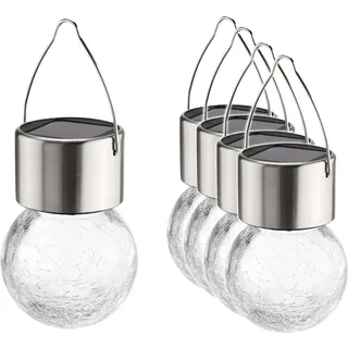 Haushalt International Solar-Hängelampe mit Crackle Glass 5er Set
