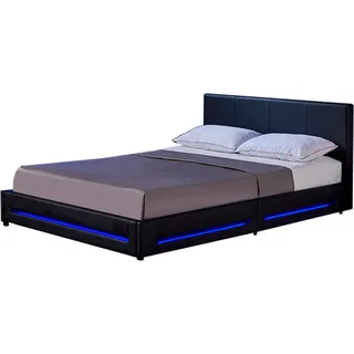 LED Bett ASTEROID - Variantenauswahl, schwarz, Größe:160 x 200 cm - Schwarz
