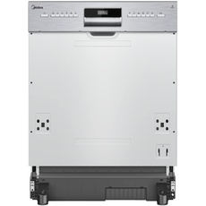 Midea SI 3.60N wi Geschirrspüler 60 cm Teilintegriert, 13 Maßgedecke, Halbintegrierter Spülmaschine mit WiFi, Extra Trocknung, 7 Programme, 49dB, 0~24 Startverzögerung - Inox