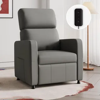 JUMMICO Relaxsessel Kunstleder 80 x 100 x 90 cm Graugrün elektrisch