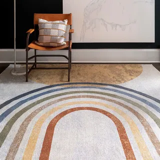 livabliss OZU Kurzflorteppich 160 x 213 cm Gelb/Weiß/Mehrfarbig