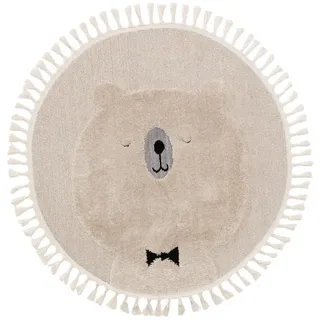 Lytte Kinderteppich Momo Cream ø 120 cm rund , Creme , Textil , Animalprint , Rund , 120x120 cm , Oeko-Tex® Standard 100 , wasserabweisend , Teppiche und Böden, Teppiche, Kinderteppiche