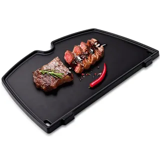 6558 Grillplatte Gusseisen für Weber Q100, Q120, Q1000, Q1200 Series Gasgrill, 32 x 22CM Gussplatte Ersatzteile für Weber Gasgrills, Grill Griddle Plancha für Q140, Q1400 Series, Bratpfanne Zubehör