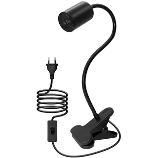 E27 Klemmleuchte für Bett, Leselampe mit Schalter, Kabel 240 cm, 360 °, flexibel, verstellbar, Schwanenhals, Metall, Clip, Spot, Nachttischlampe, LED, für Büro, Schlafzimmer, Lesen