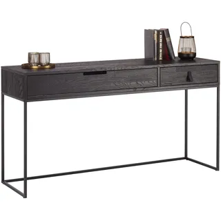 Livetastic Konsolentisch , Schwarz , Holz, Metall , Eiche , massiv , 2 Schublade(n) Schubladen , rechteckig , eckig , 140x40x74 cm , Stauraum , Holzmöbel, Holztische, Wohnzimmertische Holz, Konsolentische Holz