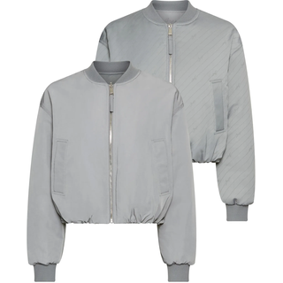 Bomberjacke BOSS ORANGE "Paddana Premium Damenmode", Damen, Gr. 40, blau (turquoise, aqua 440), Web, Obermaterial: 100% Polyester, unifarben, kurz, Rippbündchen, Jacken Bomberjacke, im Wende-Design, Logo-Jacquard