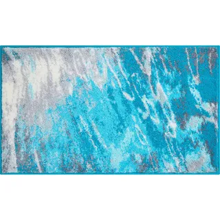 Grund Badteppich , Türkis , Textil , Abstraktes , rechteckig , 70x120 cm , Oeko-Tex® Standard 100, Made in Europe , rutschfest , Heimtextilien, Badtextilien, Badematten